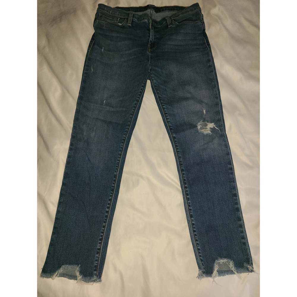 Hudson Tally Skinny Jeans 31 Medium Wash Distressed Raw Step Hem Cropped